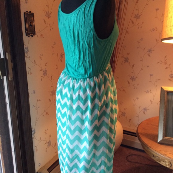Turquoise dress with decorative bottom - Picture 3 of 4